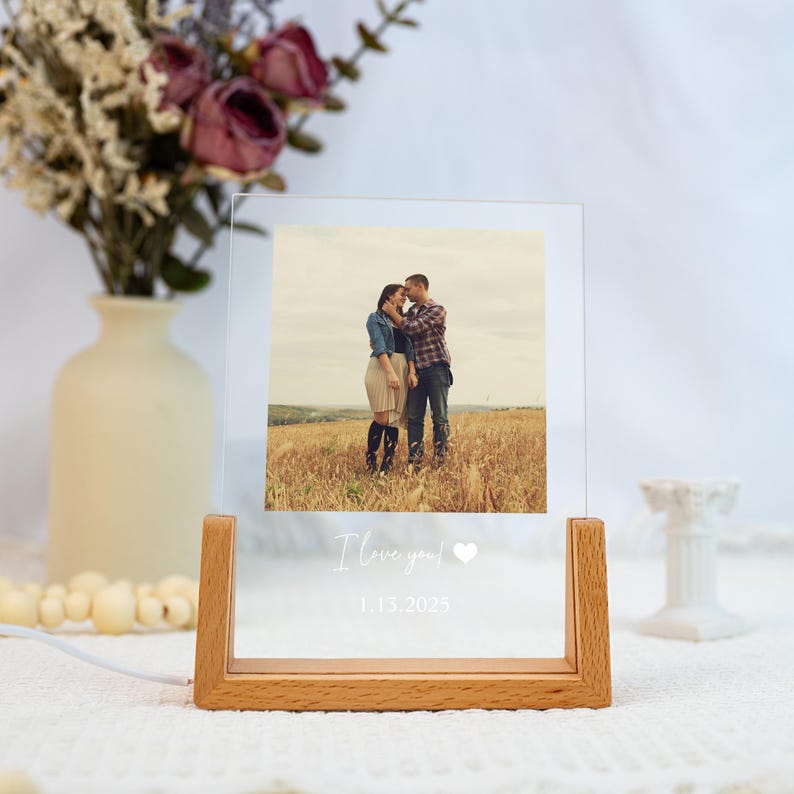 Personalized Photo Night Light Plaque,Couple Photo Lamp,Anniversary Gift,Custom Led Night Light,Christmas Gift for Her Him Family Friends