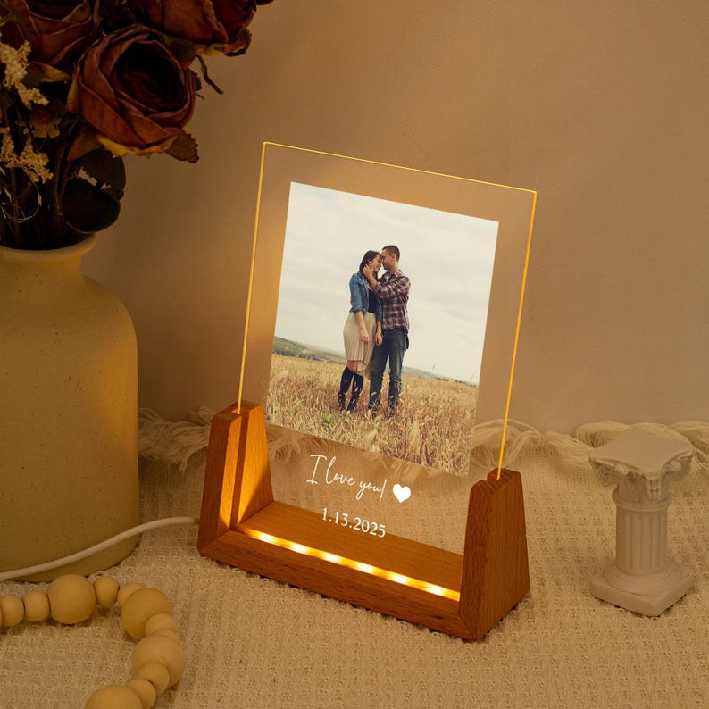 Personalized Photo Night Light Plaque,Couple Photo Lamp,Anniversary Gift,Custom Led Night Light,Christmas Gift for Her Him Family Friends