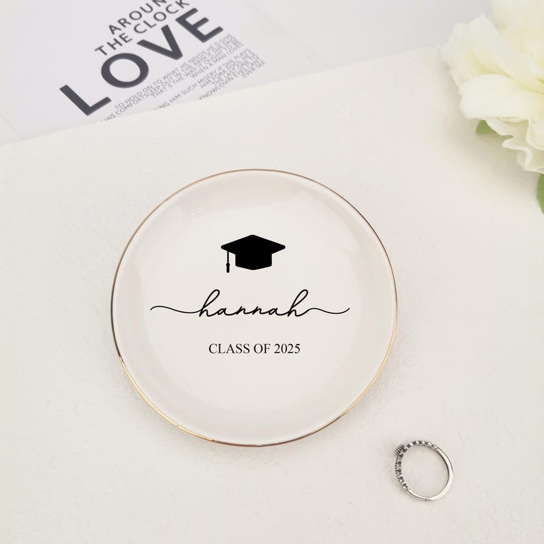 Personalized Name Graduation Jewelry Dish, Graduation Gift,2025 Class of College Graduation Gift, PHD Graduation Present, Gift for Her