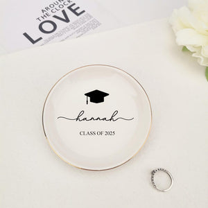 Personalized Name Graduation Jewelry Dish, Graduation Gift,2025 Class of College Graduation Gift, PHD Graduation Present, Gift for Her