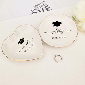 Personalized Name Graduation Jewelry Dish, Graduation Gift,2025 Class of College Graduation Gift, PHD Graduation Present, Gift for Her