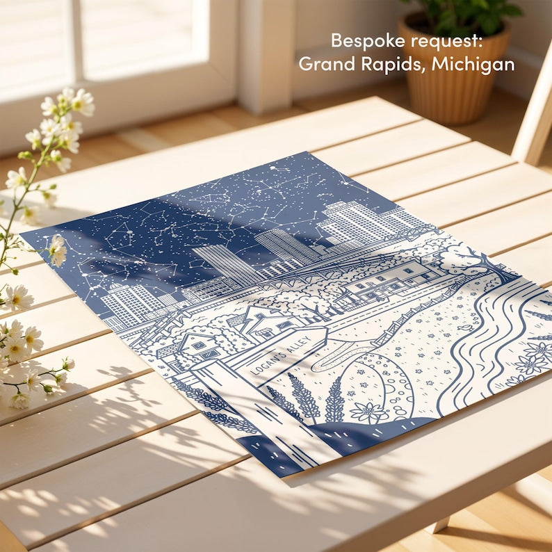 Personalised Star Map First Date Print, The Night You Became My, Illustrated Night We Met, Unframed