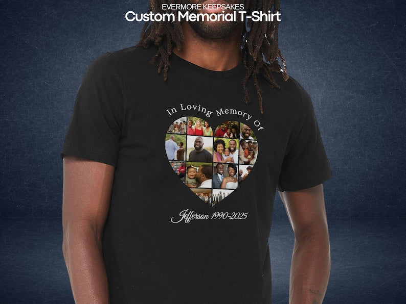 Personalized Memorial Photo Collage T-Shirt: Celebration of Life Remembrance Gift Memorial Gift For Loved Ones Family Gift