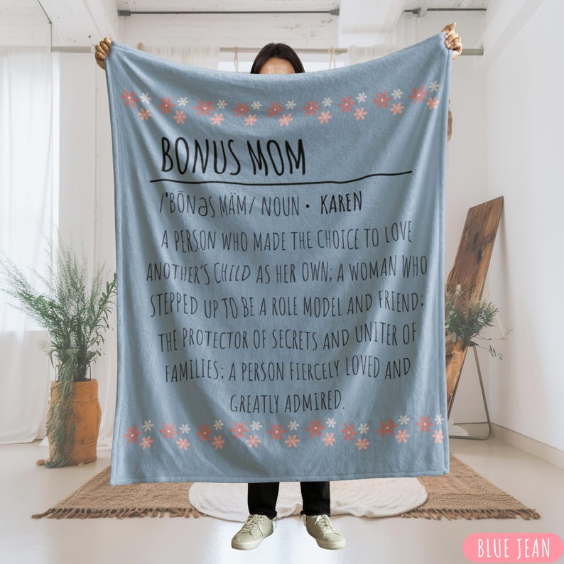 Bonus Mom Definition Gift Blanket, Personalized Gift For Her Stepped up Mom Blanket, Mothers Day Gift For Step Mom, Custom Stepmom Gifts
