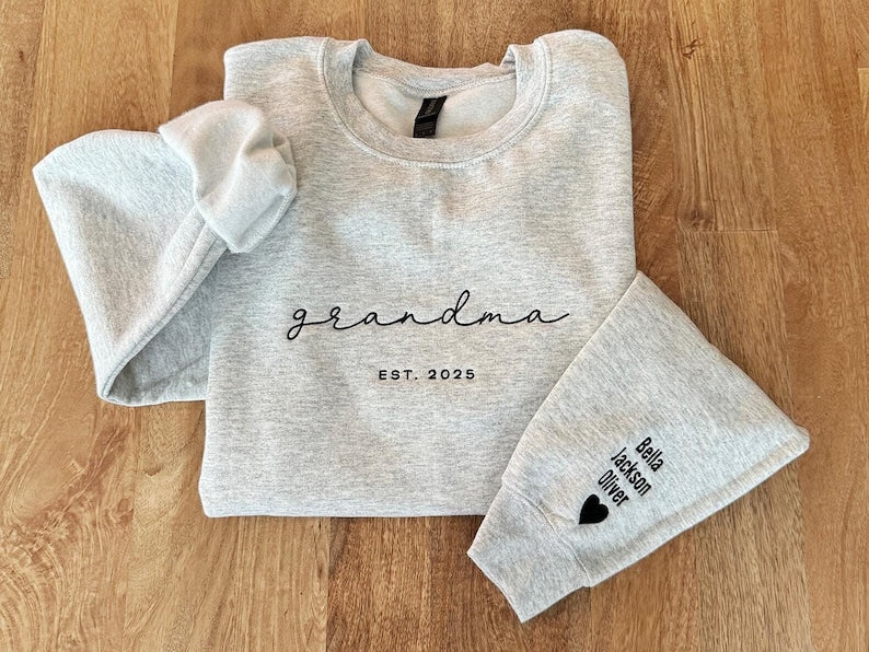 Personalized Grandma Sweatshirt, Embroidered Grandma Sweatshirt with Grandkids Names on Sleeves, Mother's Day Gifts, Gifts for Grandparents il_794xN.6617279144_abvj.jpg