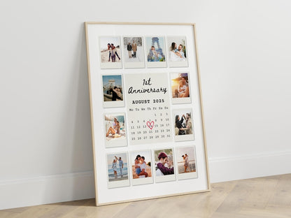 Anniversary Polaroid Collage Canvas, Custom Polaroid Photo Frame, 1st Anniversary Gift, Printable Anniversary Gift for Boyfriend, Canvas