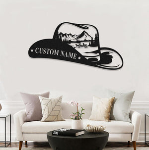 Western Cowboy Metal Sign, Custom Cowboy Name Sign, Cowboy Hat with Horses, Outdoor Sign, Western Decor, Cowgirl Decor, Cowboy Gift