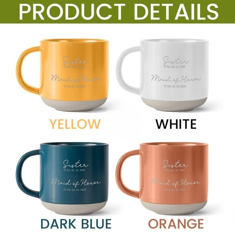 Bridal Party Engraved Mug, Maid of Honor Proposal Gift, Wedding Party Gift, Personalized Wedding Gifts, Sister Gifts, Bridesmaid Mug Gifts