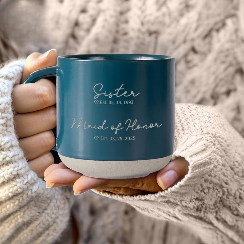Bridal Party Engraved Mug, Maid of Honor Proposal Gift, Wedding Party Gift, Personalized Wedding Gifts, Sister Gifts, Bridesmaid Mug Gifts
