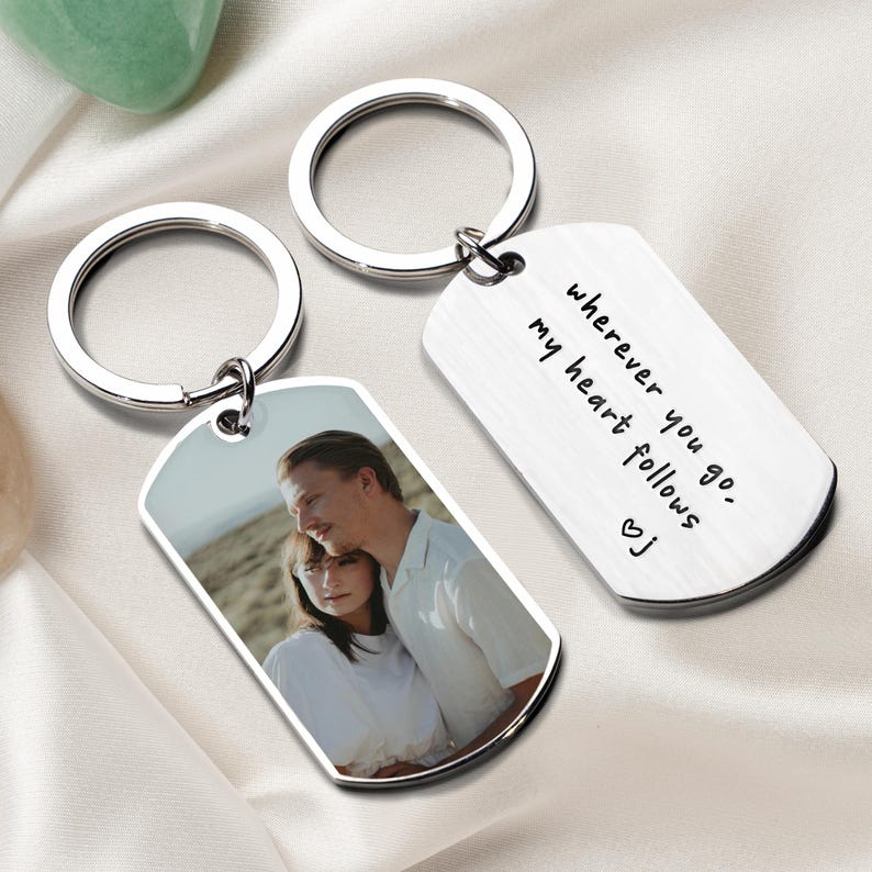 Custom Photo Keychain, Drive Safe I Love You Gift Custom Message For Him Personalized Valentines Day Gift for Him, Anniversary Gift for Husband or Boyfriend