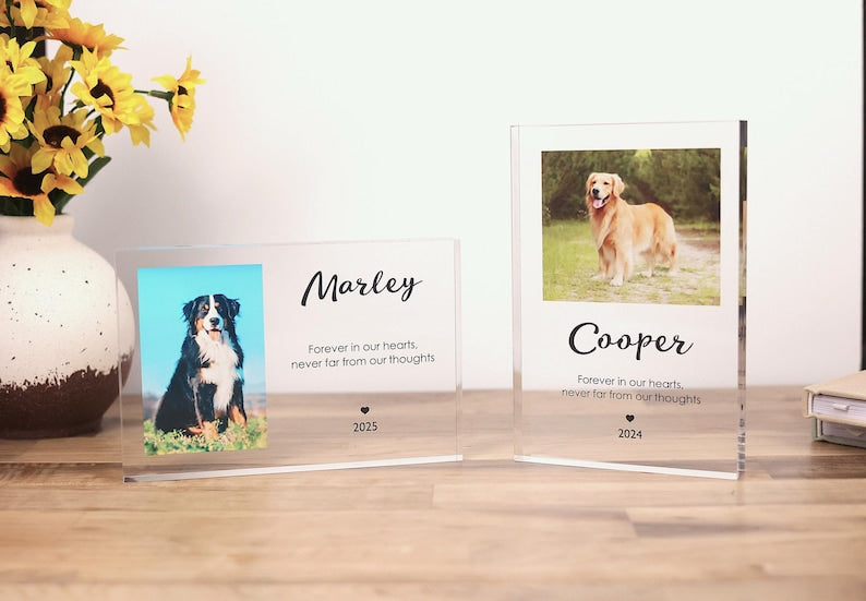 Dog Pet Memorial Gift Plaque, Pet Memorial Keepsake, Pet Bereavement Gift, Dog Cat Loss Sympathy Gift, Acrylic Photo Block