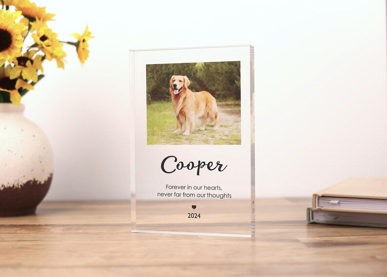 Dog Pet Memorial Gift Plaque, Pet Memorial Keepsake, Pet Bereavement Gift, Dog Cat Loss Sympathy Gift, Acrylic Photo Block