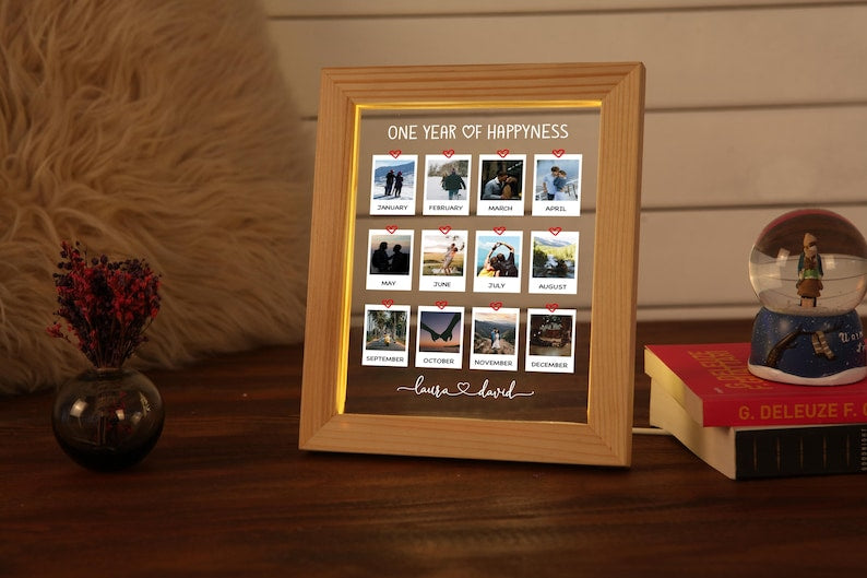 Personalized One Year Anniversary Gift for Him Her - Wedding Anniversary Gift - Couple Photo Collage Gift - 1st Anniversary Gift for Him Her