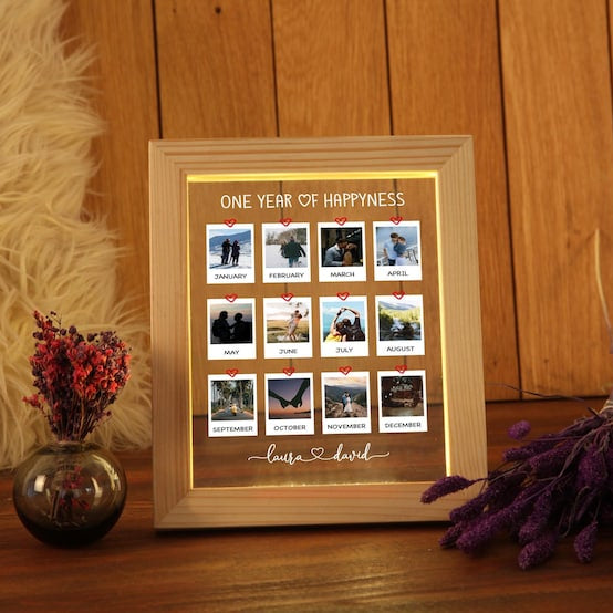 Personalized One Year Anniversary Gift for Him Her - Wedding Anniversary Gift - Couple Photo Collage Gift - 1st Anniversary Gift for Him Her