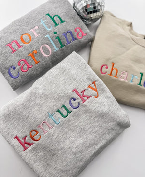 Custom Embroidered Sweatshirt, Multicolor Embroidered Sweatshirt, Embroidery, Colorful Embroidered Sweatshirt, State Sweatshirt il_794xN.6620321812_9kq3.jpg