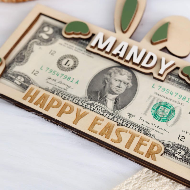 Custom Easter 2026 Bunny Money Holder Gift, Bunny Cash Holder for Kids, Easter Day Bunny Tag for Kids, Personalized Easter Money Holder Gift