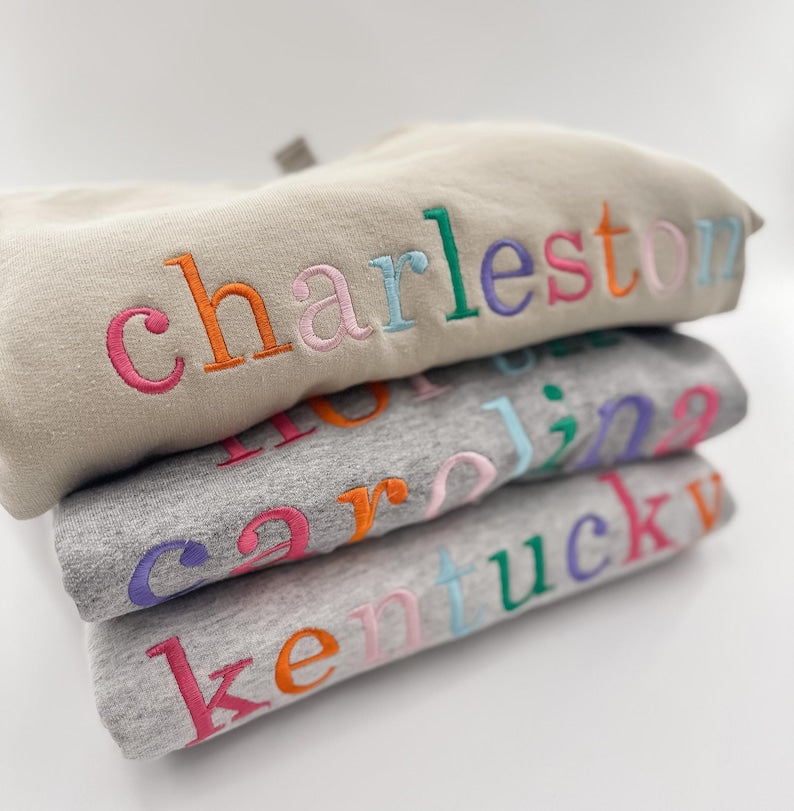 Custom Embroidered Sweatshirt, Multicolor Embroidered Sweatshirt, Embroidery, Colorful Embroidered Sweatshirt, State Sweatshirt il_794xN.6620327604_1zhe.jpg