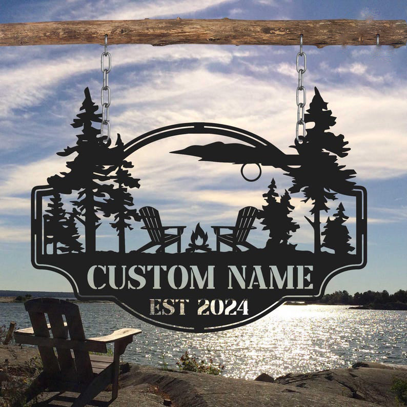 Personalized Cabin Metal Sign, Cabin Sign, Lodge Decoration, Cabin Decor,Cabin Lake House Cottage Welcome Sign,Custom Camp Sign,Outdoor Sign