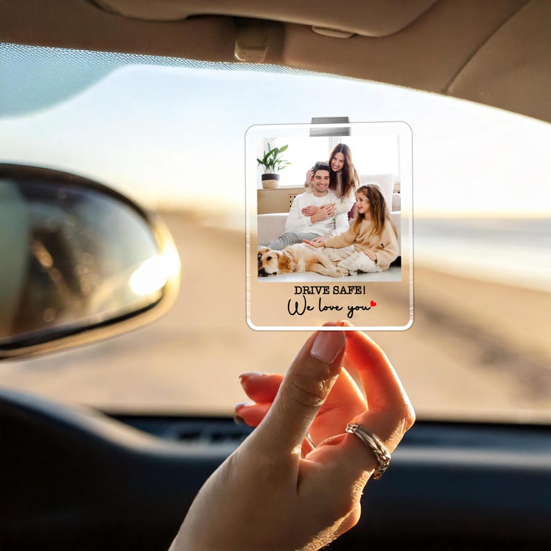 Personalized Car Visor Clip, Custom Sun Visor Clip, Personalized Photo Car Decoration, Polaroid Photo for Car, Valentines Couples Gift
