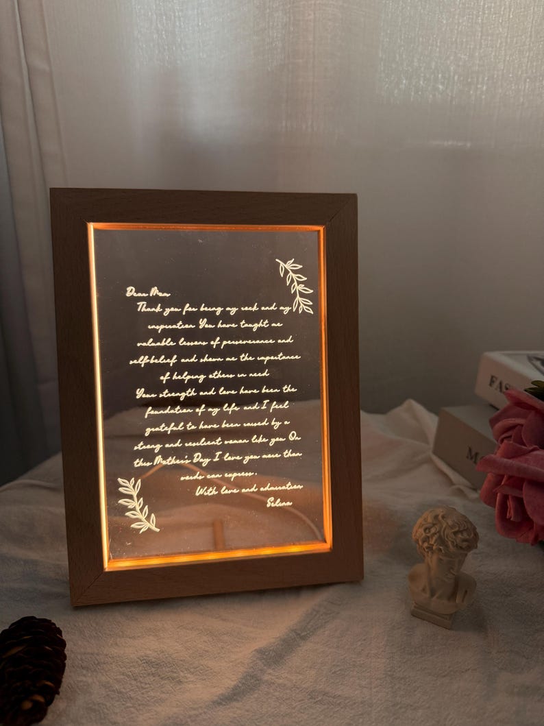 Personalized Letter Light to Mom, Custom Hand-written Letter Night Light, Mother's Day Gift Ideas, Mama Grandma Nana Mimi Birthday Gifts