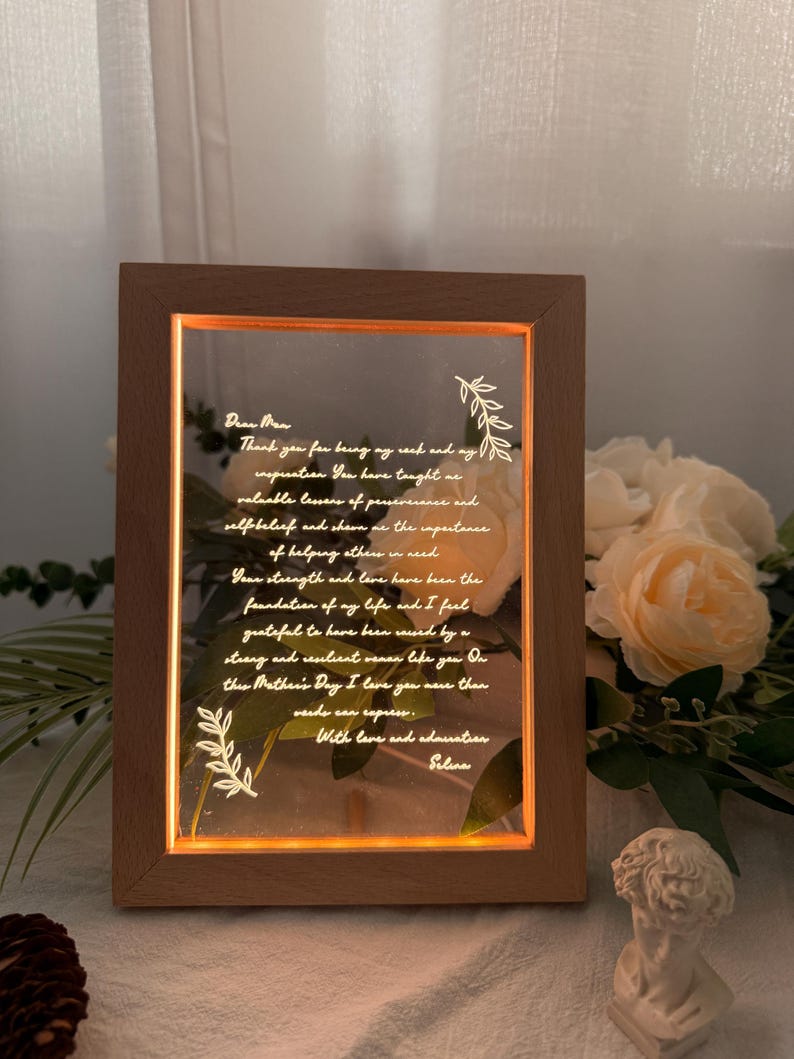 Personalized Letter Light to Mom, Custom Hand-written Letter Night Light, Mother's Day Gift Ideas, Mama Grandma Nana Mimi Birthday Gifts