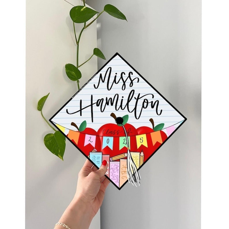 Grad Cap Topper Teacher, Graduation Cap for Teachers, Elementary education, Teacher Grad Cap, Custom Grad Cap, Education Grad Cap,Cap Topper