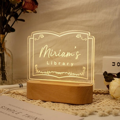 Personalized Library Sign Light, Book lover Gift, Home Library Decor, Bookshelf Decor, Bookish Gifts, Gift for Her Birthday