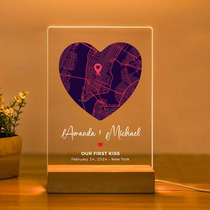 Custom First Date Map Acrylic Plaque Where We Met Personalized Where It All Began Map Anniversary Gift Minimalist Home Decor
