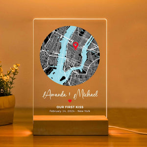 Custom First Date Map Acrylic Plaque Where We Met Personalized Where It All Began Map Anniversary Gift Minimalist Home Decor