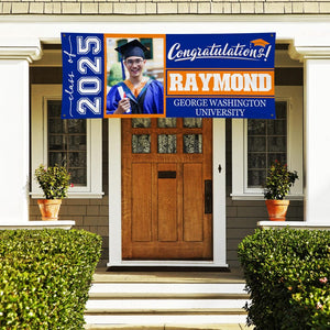 Personalized Graduation Banner w/ Photo, Name & School - Outdoor Graduation Decoration 2025 - Class of 2025 - Graduation Yard Sign