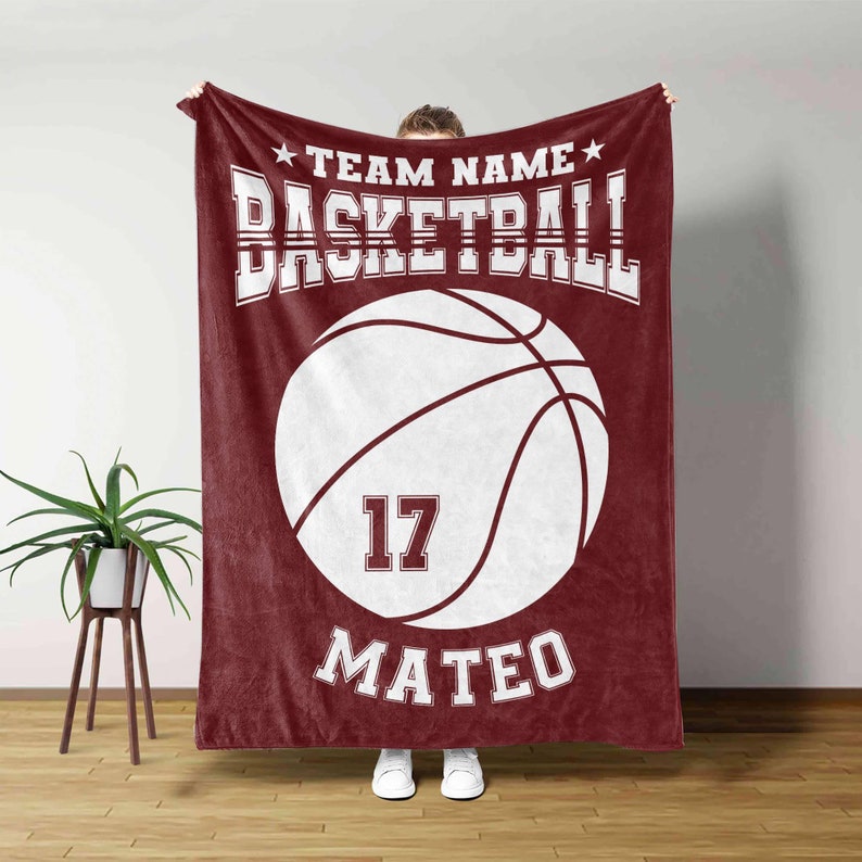 Personalized Basketball Blanket, Basketball Gift For Team, Custom Name Blanket, Sports Blanket, Basketball Lovers Gift, Basketball Team Gift