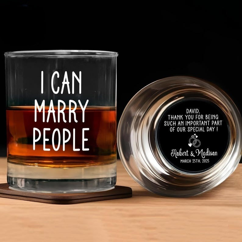 Personalized Wedding Gift for Officiant, Groomsmen Whiskey Glass, Best Man Gift, Groomsmen Proposal Gifts, Wedding Shot Glass, Groomsman