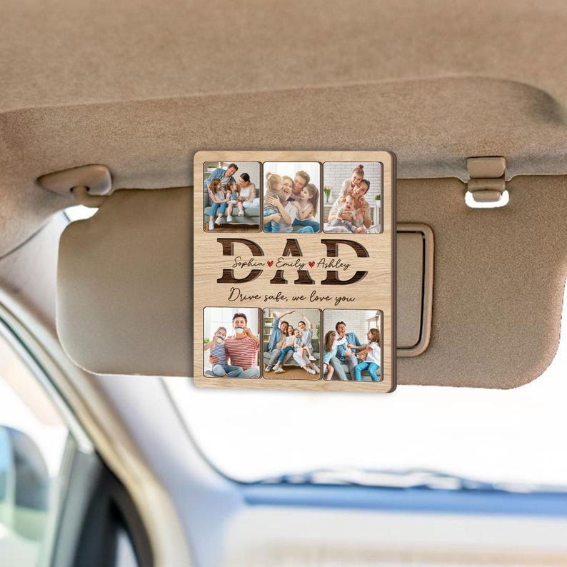 Photo Car Visor Clip Gift For Dad, Fridge Photo Magnet, Car Accessories, Car Decor Picture Frame, Drive Safe Family Gift, Gift For Mom