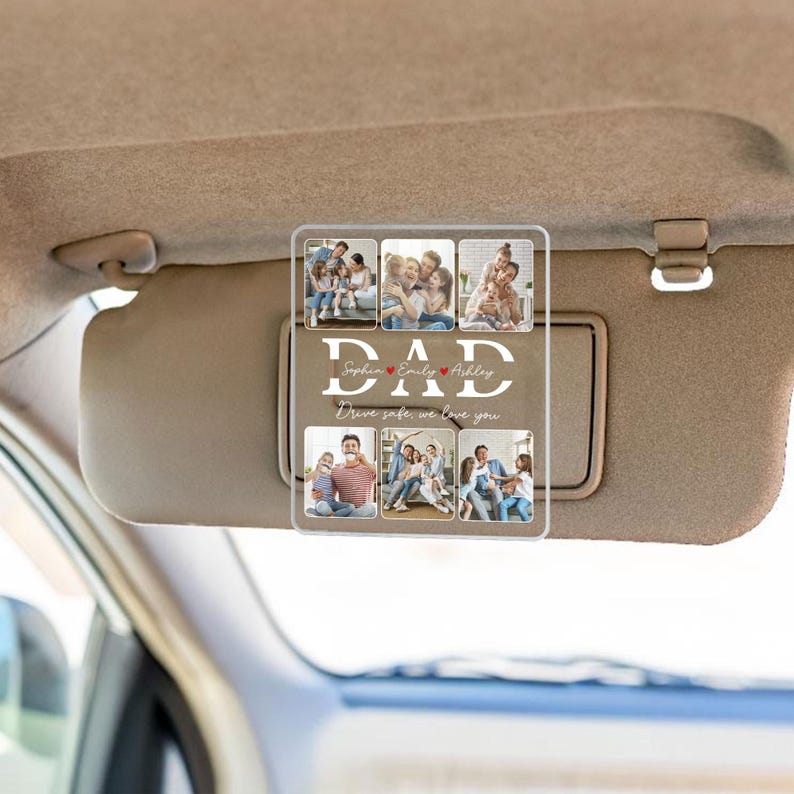 Photo Car Visor Clip Gift For Dad, Fridge Photo Magnet, Car Accessories, Car Decor Picture Frame, Drive Safe Family Gift, Gift For Mom