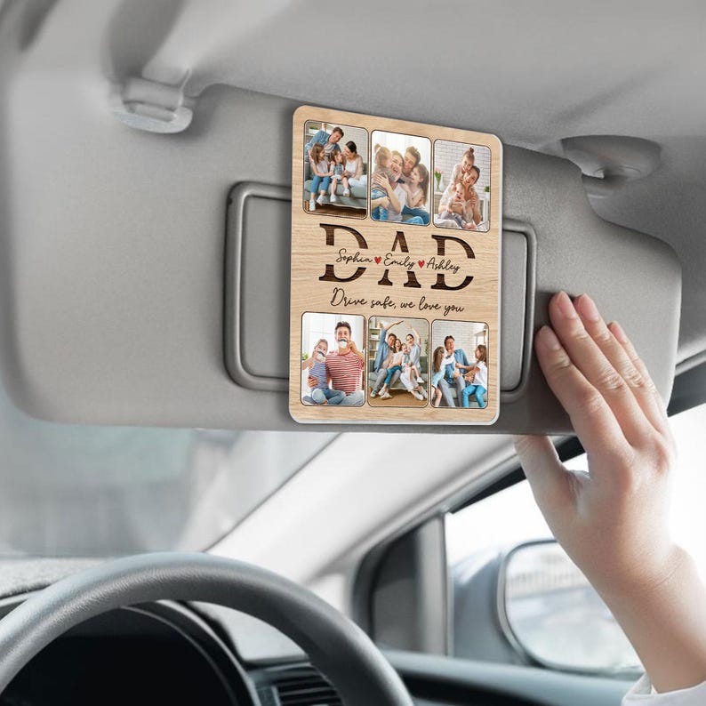 Photo Car Visor Clip Gift For Dad, Fridge Photo Magnet, Car Accessories, Car Decor Picture Frame, Drive Safe Family Gift, Gift For Mom