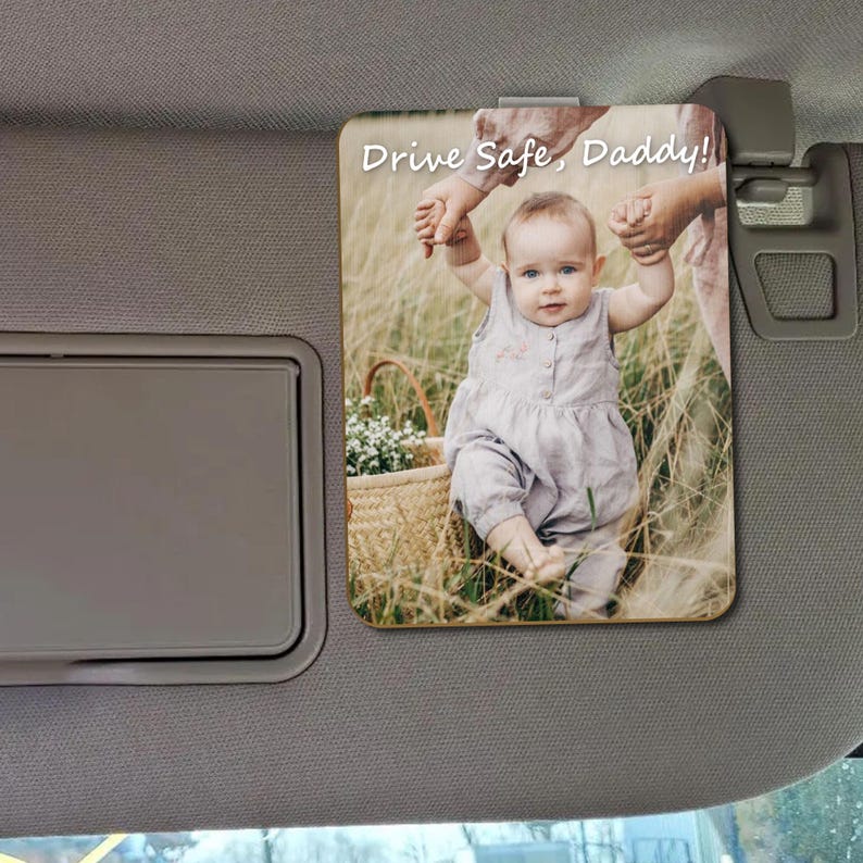 Custom Photo Car Visor Clip, Husband Gifts, Personalized Father's Day Gift, Drive Safe Daddy Gift, New Dad Gift, 1st Time Dad Gift from Wife