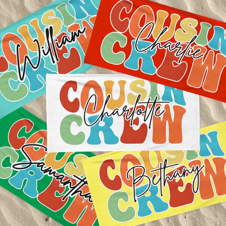 Cousin Crew Beach Towel, Summer Beach Gift For Cousin, Matching Cousin Trip Gift, Family Vacation Beach Towel,Kids Pool Birthday Party Towel