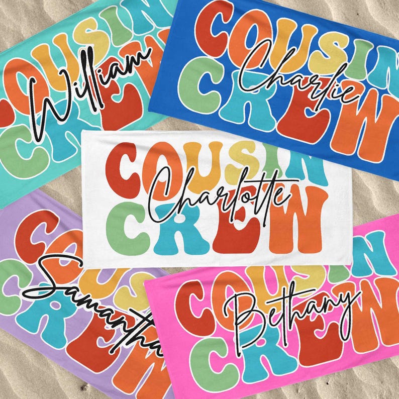 Cousin Crew Beach Towel, Summer Beach Gift For Cousin, Matching Cousin Trip Gift, Family Vacation Beach Towel,Kids Pool Birthday Party Towel