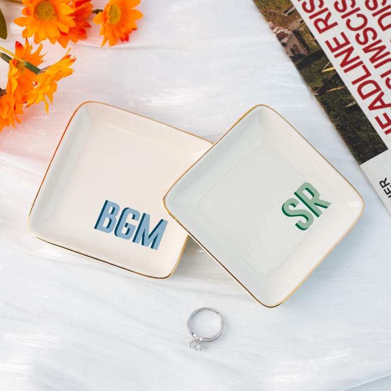 Custom Initial Ring Dish,Personalized Letter Trinket Dish,Jewelry Dish,Wedding Bridesmaid Gift,Birthday Gift for Best Friend,Anniversary