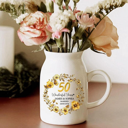Personalized 50th Wedding Anniversary Flower Vase, 50th Wedding Anniversary Keepsake Gift, Golden Wedding Anniversary Gift