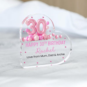 Personalised Happy 30th Birthday Gift Plaque, Birthday Gift For Her, Heart Plaque, 30th Birthday Gifts, Pink 30th Gift, Gifts for Her
