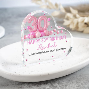 Personalised Happy 30th Birthday Gift Plaque, Birthday Gift For Her, Heart Plaque, 30th Birthday Gifts, Pink 30th Gift, Gifts for Her