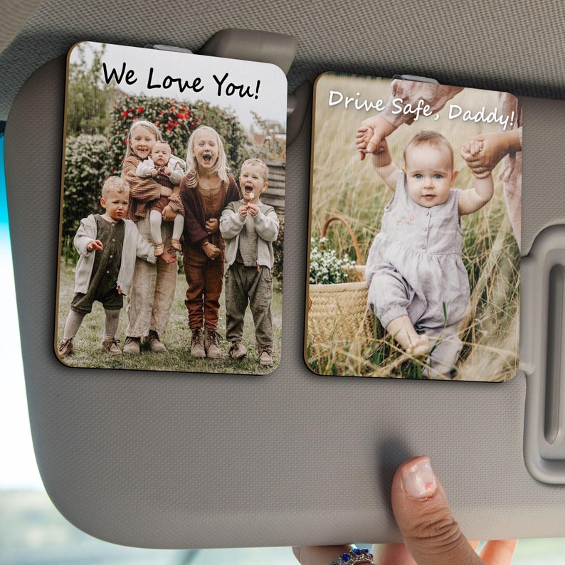 Custom Photo Car Visor Clip, Husband Gifts, Personalized Father's Day Gift, Drive Safe Daddy Gift, New Dad Gift, 1st Time Dad Gift from Wife