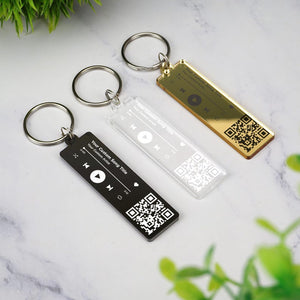 QR Code Song Keychain - Scannable Barcode Music Keyring Boyfriend Girlfriend Audio Personalised Romantic Keepsake