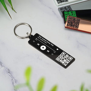 QR Code Song Keychain - Scannable Barcode Music Keyring Boyfriend Girlfriend Audio Personalised Romantic Keepsake
