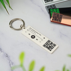 QR Code Song Keychain - Scannable Barcode Music Keyring Boyfriend Girlfriend Audio Personalised Romantic Keepsake