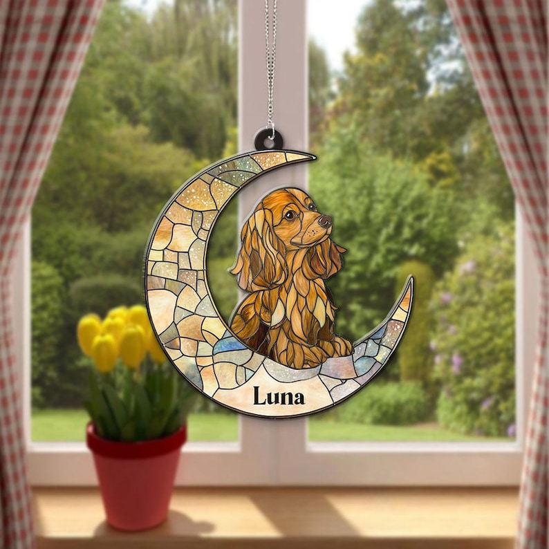 Dachshund On The Moon Acrylic Ornament, Custom Dog Breeed Dog Lover Gifts, Personalized Dog,Pet Memorial Ornament,Dog Holiday Decoration