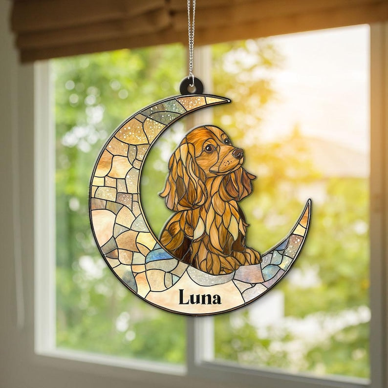 Dachshund On The Moon Acrylic Ornament, Custom Dog Breeed Dog Lover Gifts, Personalized Dog,Pet Memorial Ornament,Dog Holiday Decoration