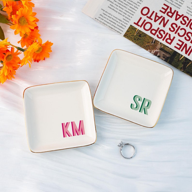 Custom Initial Ring Dish,Personalized Letter Trinket Dish,Jewelry Dish,Wedding Bridesmaid Gift,Birthday Gift for Best Friend,Anniversary