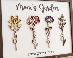 Personalized Birth Month Flowers Mothers Day, Custom Grandma's Garden Wooden Sign, Gift For Mom, Gift For Grandma, Mother's Day Gift